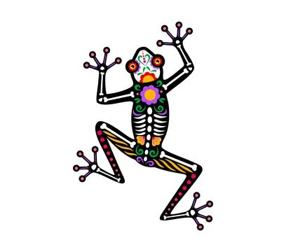 Day of the dead Mexican frog skeleton tattoo 스톡 일러스트