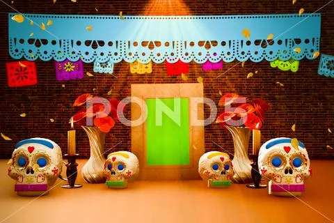 Day of the dead offering, Mexican ofrenda Stock Image #118085516