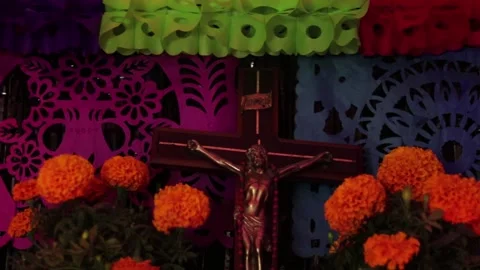 Day of the dead offering. Panning 002 Stock Footage 170514965
