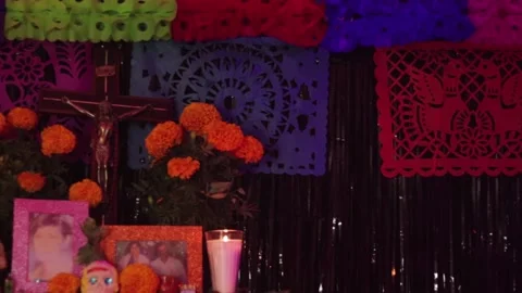 Day of the dead offering. Panning 005 Stock Footage 170515183