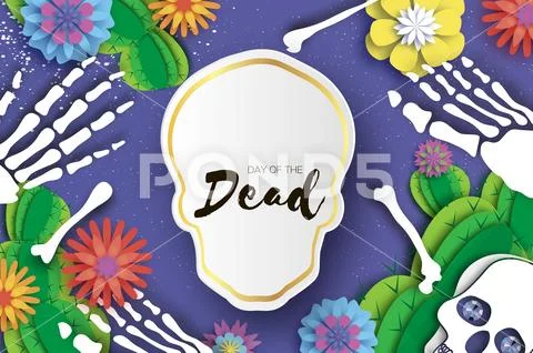 Day of the dead. Paper cut skull for mexican celebration. Traditional mexico Stock Illustration