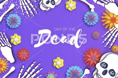 Day of the dead. Paper cut skull for mexican celebration. Traditional mexico Stock Illustration