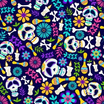 Day of the dead seamless pattern Illustration