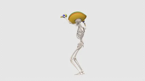 Day Of The Dead skeleton in sombrero dance - looped with alpha channel. Stock Footage 247480463