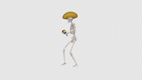 Day Of The Dead skeleton in sombrero dance - looped with alpha channel. Stock Footage 247489047
