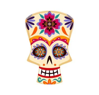 Day of the Dead skull, Mexican Dia de los Muertos Stock Illustration