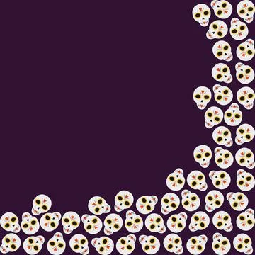 Day of the dead skulls corner frame border. Mexican tradition holiday or Stock Illustration