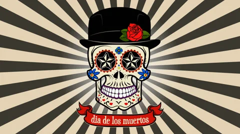Day of the dead. Sugar skull animation. | Stock Video | Pond5