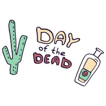 Day of the dead on white isolated backdrop Stock Illustration