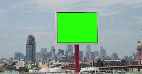Day Establishing Shot Green Screen Billboard in New York City  	 Stock Footage