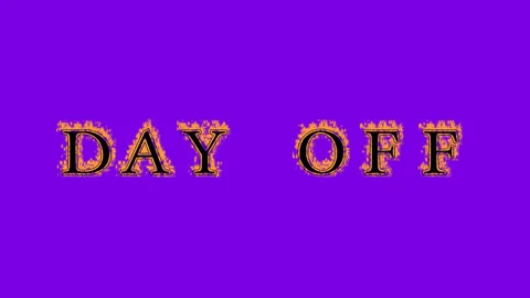 Day Off fire text effect violet background Stock Footage 136066337