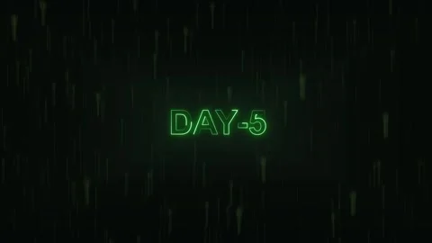 Day five text animation with green neon. Day five digital time indicator. D.. Stock Footage 337022428