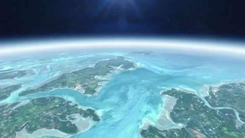 Day flying over the planet Earth, view from space from a low orbit. Vídeo Stock 101589888