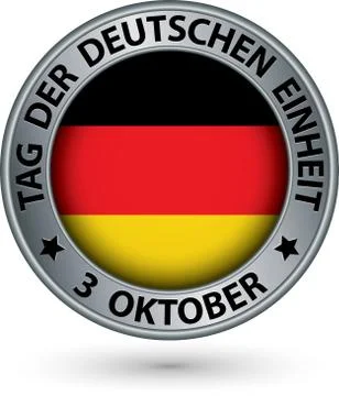 The day of german unity silver label with german flag, vector illustration Illustrazione stock
