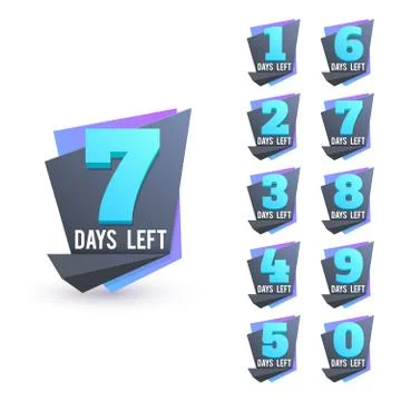Day to go numbers. Days left countdown business sign vector set Stock Illustration