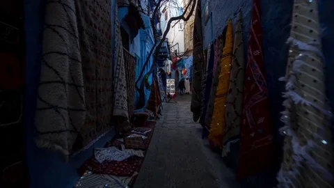 Day hyperlapse Chefchaouen Morocco blue historical Medina Stock Footage 84844189