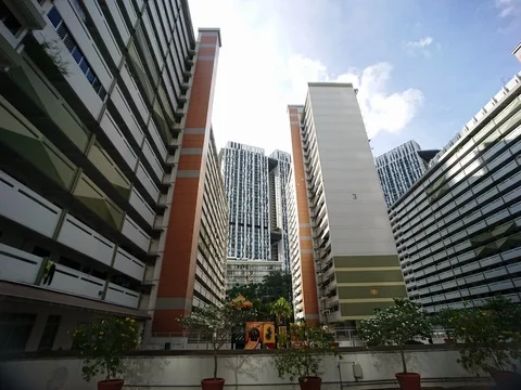 Day hyperlapse Pinnacle Duxton HDB flats Tanjong Pagar Stock Footage 124069721