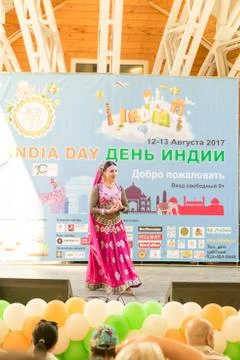 Day of india. Moscow on August 12, 2017. Indian dances on stage Stock Photos
