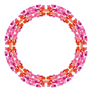 Day of kisses. Circular frame. Vector illustration, drawing by hand. Illustrazione stock