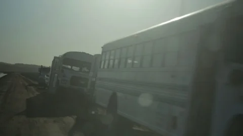 Day Laborer Buses Stock Footage 95614526