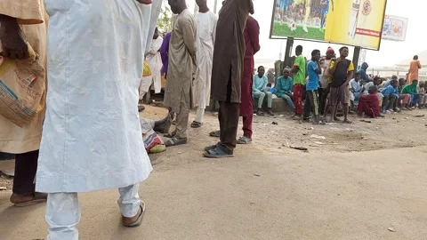 Day Laborers Waiting For Work By Roundabout Kano Nigeria Stock Footage 330560515