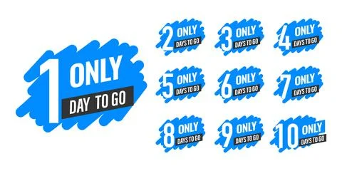 Day Left set of blue and black signs. Countdown badge. Count timer. Stock Illustration