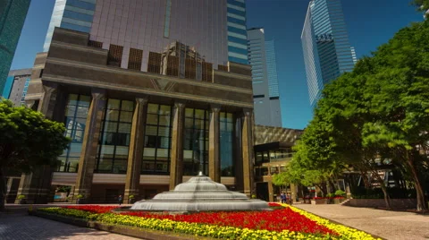 Day light business block 4k time lapse from hong kong city china Stock-Footage 46547726