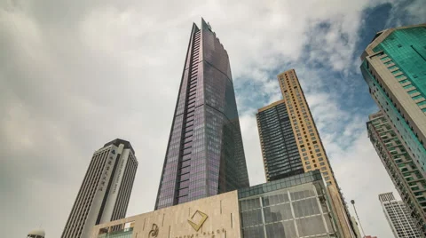 Day light shenzhen skyscraper up view sky 4k time lapse china Видео 49197163