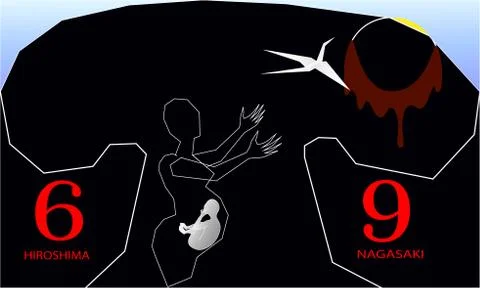 Day of memory of victims of the atomic bombing of Hiroshima and Nagasaki Stock Illustration