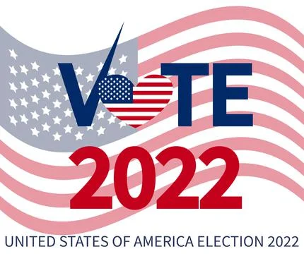 Day of mid-term elections. Vote 2022 USA, banner design. Political election c Ilustração Stock