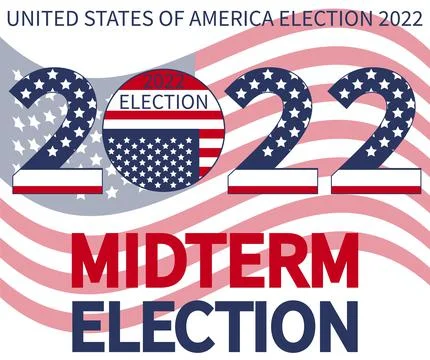 Day of mid-term elections. Vote 2022 USA, banner design. Political election c Ilustração Stock