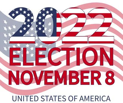 Day of mid-term elections. Vote 2022 USA, banner design. Political election c Ilustração Stock