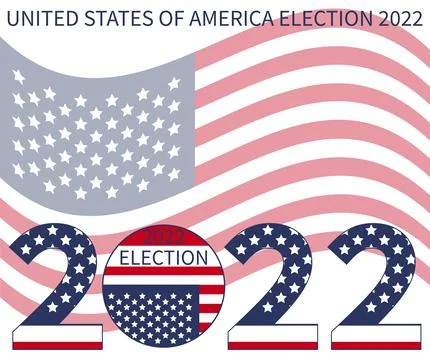 Day of mid-term elections. Vote 2022 USA, banner design. Political election c Ilustração Stock