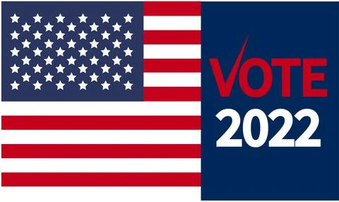 Day of mid-term elections. Vote 2022 USA, banner design. Political election c Ilustração Stock
