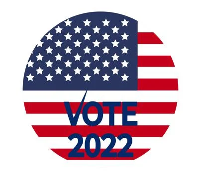 Day of mid-term elections. Vote 2022 USA, banner design. Political election c Ilustração Stock