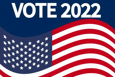 Day of mid-term elections. Vote 2022 USA, banner design. Political election c Ilustração Stock