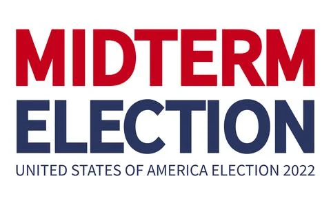 Day of mid-term elections. Vote 2022 USA, banner design. Political election c Ilustração Stock
