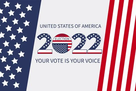 Day of mid-term elections. Vote 2022 USA, banner design. Political election c Ilustração Stock