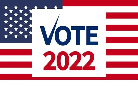 Day of mid-term elections. Vote 2022 USA, banner design. Political election c Ilustração Stock