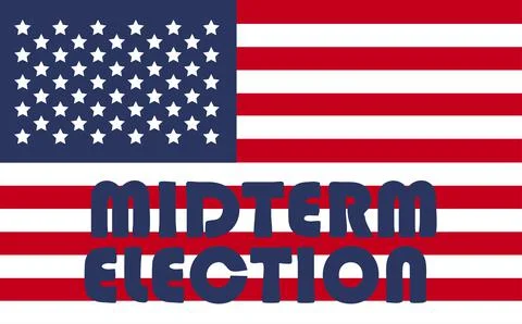 Day of mid-term elections. Vote 2022 USA, banner design. Political election c Ilustração Stock