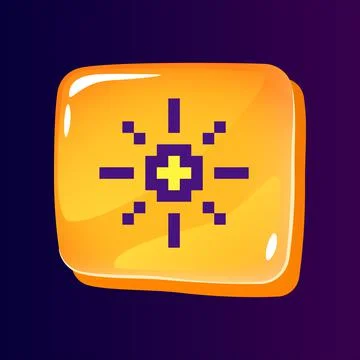 Day mode glossy ui button with pixelated color icon Illustrazione stock