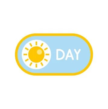 Day mode switch icon showing sun and text Illustrazione stock