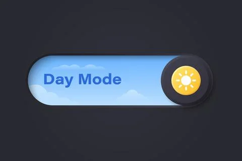 Day Mode Toggle, Vector Illustration. Day Mode Toggle with Sun Icon. 3d Day Mode Stock Illustration
