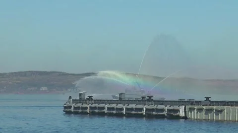 Day of the Navy. Floating fire boat. Stock Footage 67506179