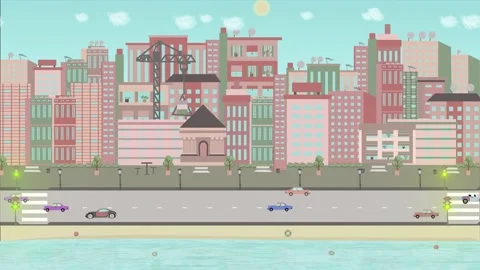 Day-To-Night City Animation Loop Видео 157213938