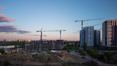 Day To Night Construction Timelapse Of Modern Apartment Complex Development Stock Footage 309914577