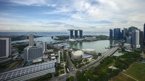 Day to night to day (from sunset to sunrise) at Singapore city skyline. Stock Footage 90428331