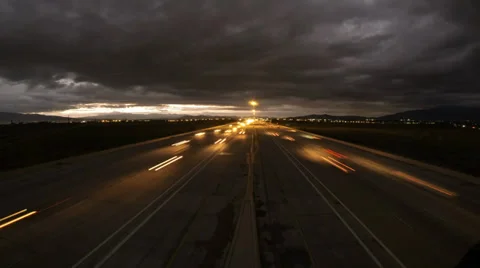 Day To Night Freeway Overpass Time Lapse Stock Footage 34690402