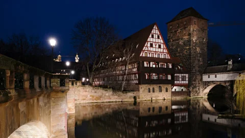 Day to night hyperlapse Nuremberg, Germany Stock Footage 208363298
