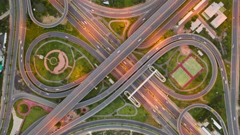 Day to Night Hypertimelapse Intersection Stock Footage 135754673